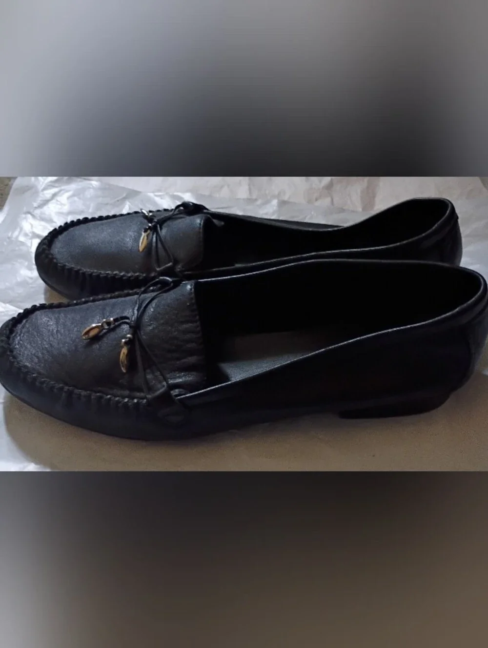 Momallory Black Leather Slip-On Moccasins Size 11 M